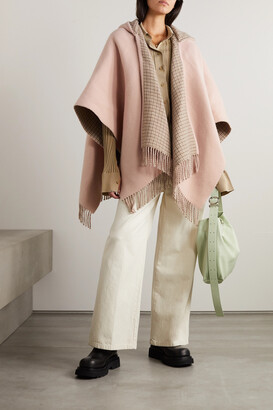 Fendi Fringed Hooded Wool And Cashmere-blend Wrap - Pink