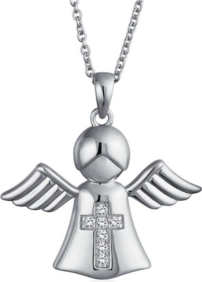 Silver Guardian Angel Pendant Charm Necklace - Angel Jewellery