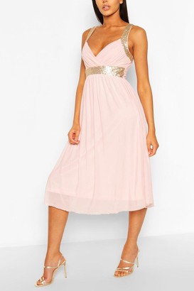 boutique mesh panelled strappy midi dress