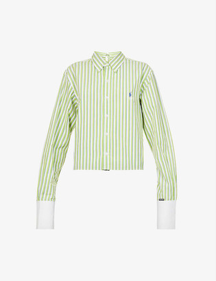 1/Off Upcycled striped cotton-poplin shirt