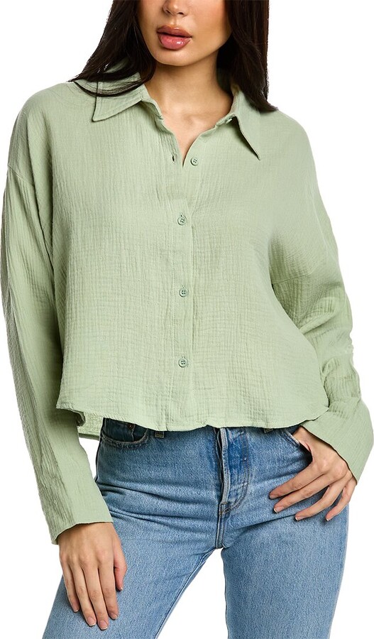 BELLA ZOE Gauze Button Down Shirt ShopStyle Tops