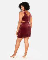 Thumbnail for your product : Express Velvet V-Neck Side Cut-Out Mini Dress