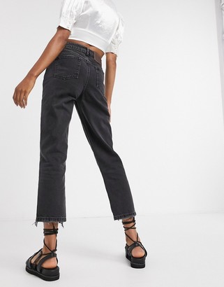 Reclaimed Vintage The '91 mom jeans with destroyed hems in washed black
