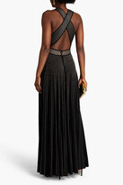 Thumbnail for your product : Elie Saab Pleated metallic stretch-knit gown