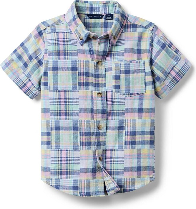 Janie and Jack Unisex the Plaid Patchwork Shirt - Baby, Little Kid, Big Kid