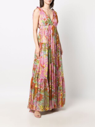 Dolce & Gabbana '60s-Print Long Chiffon Dress
