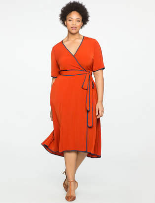 True Wrap Dress with Piping Detail