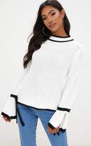 Thumbnail for your product : PrettyLittleThing White Flare Sleeve Jumper