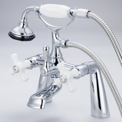 dCOR design Stonington Triple Handle Deck Mounted Clawfoot Tub Faucet with Handheld Shower