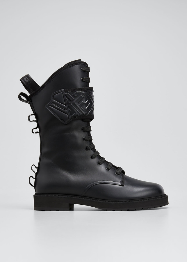 white lace up biker boots
