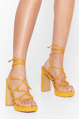 yellow strap up heels