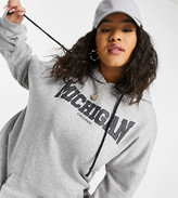 Thumbnail for your product : Public Desire Curve oversized hoodie with Michigan slogan in heather gray