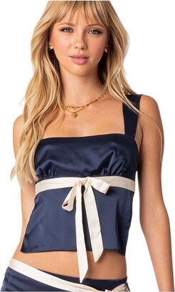satin strappy back top