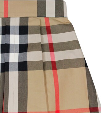 Burberry Skirt With Elastic Waistband And Central Front Pleat In Classic Check