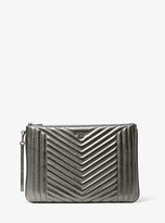 Thumbnail for your product : Michael Kors Jet Set Extra-Large Quilted Metallic Leather Pouch