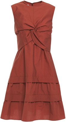 Brunello Cucinelli Tiered Twist-front Crinkled Cotton-blend Dress