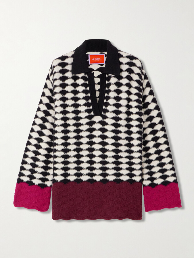 La DoubleJ Jacquard-knit Wool Sweater - White