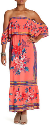 Flying Tomato Floral Off-the-Shoulder Popover Maxi Dress