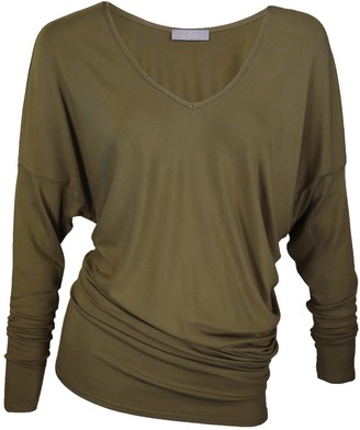Evil Twin Olive Bamboo V Neck Top