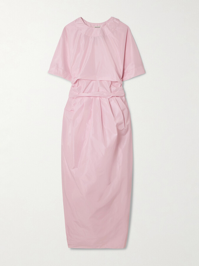 STAUD Michelina Tie-detailed Taffeta Midi Dress - Pink