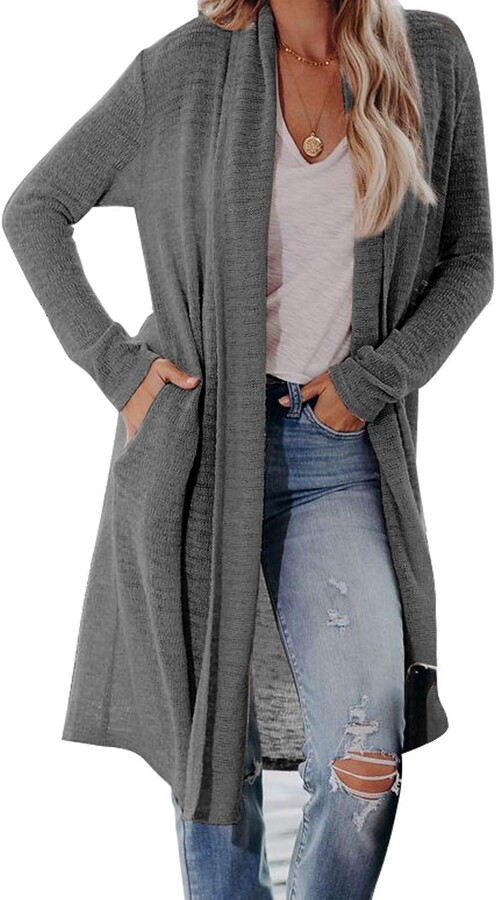 grey open front coat