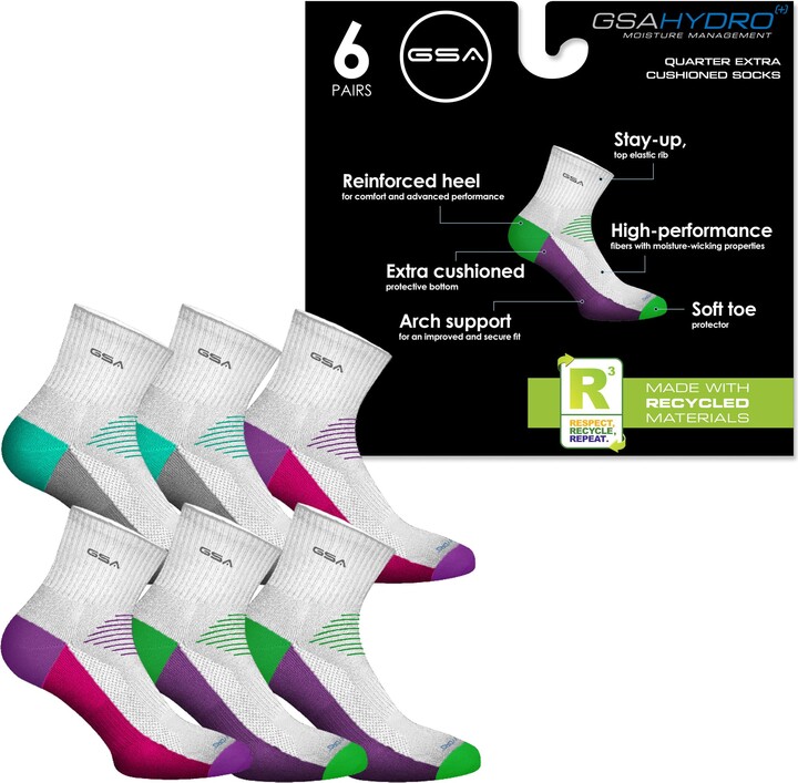 GSA Hydro[+] Sweat Wicking Sustainable Yarn Quarter Extra Cushioned