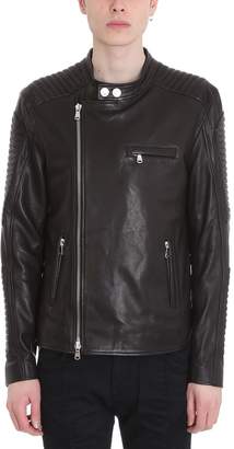 Pierre Balmain Biker Black Leather Jacket