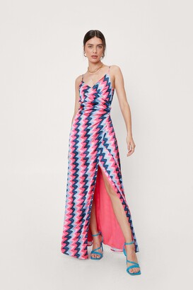 Nasty Gal Womens Abstract Zig Zag Wrap Maxi Dress - Pink - 12