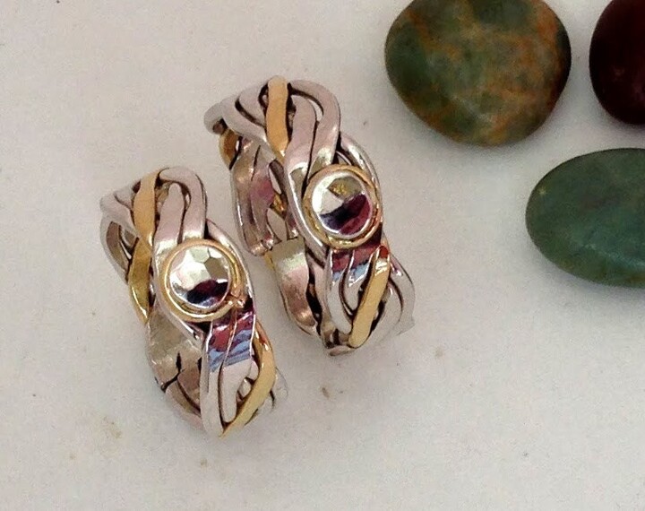 Etsy 18K Gold & Sterling Silver Braided Wedding Band Nw Handmade With Free Shipping