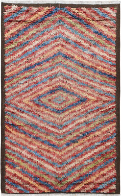 Loon Peak One-of-a-Kind Jolley Hand-Knotted New Age Red/Blue 5'1\