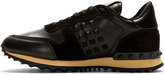 Thumbnail for your product : Valentino Black Leather Rockstud Sneakers