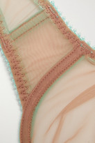 Thumbnail for your product : Dora Larsen Juno Lace-trimmed Satin And Stretch-tulle Underwired Soft-cup Bra - Sand