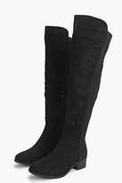 Thumbnail for your product : boohoo Womens Eve Elastic Back Flat Over Knee Boots