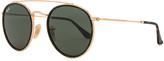 Thumbnail for your product : Ray-Ban Double Bridge Sunglasses in Gold & Green | FWRD