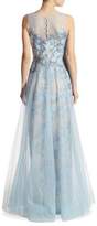 Thumbnail for your product : Teri Jon Embellished AppliquÃ©d Tulle Gown