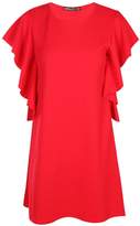 Thumbnail for your product : boohoo Petite Tash Crepe Frill Side Shift Dress