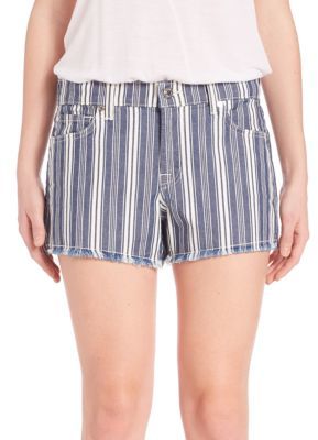 7 For All Mankind Striped Cut-Off Shorts