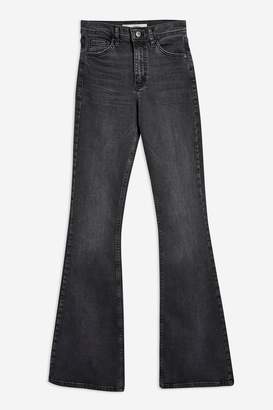 Topshop Womens Petite Washed Black Jamie Flared Jeans - Washed Black