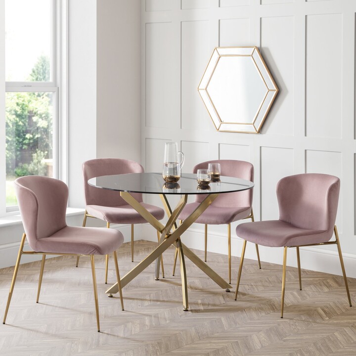 Dunelm Montero Round Glass Top Dining Table with 4 Harper Chairs Pink ShopStyle