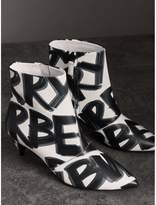 Thumbnail for your product : Burberry Graffiti Print Leather Ankle Boots