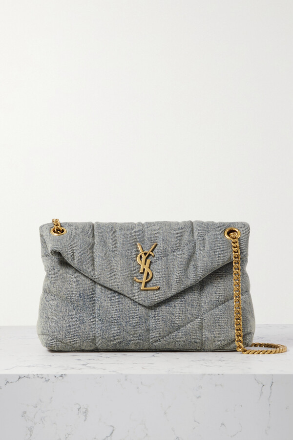 Saint Laurent Loulou Medium Quilted Denim Shoulder Bag Blue ShopStyle