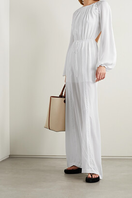 Joslin + Net Sustain Lois Open-back Crochet-trimmed Silk-crepe Jumpsuit -  White - ShopStyle