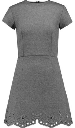 Carven Broderie Anglaise Paneled Jersey Mini Dress