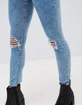 Thumbnail for your product : ASOS Petite Ridley High Waist Skinny Jeans In Sinclair 80s Acid Wash With Busts