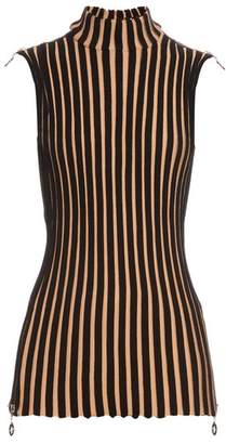 Edun Sleeveless Wide Ribbed Wool Blend Tunic Top - Womens - Black Multi