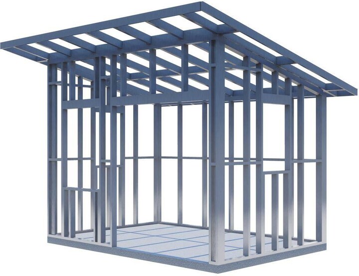 BEDROCK BUILDING GROUP L Steel Frame Home Kit for 96 sq. ft. Mini Model Modern Home Office Gym Creative Workspace Play Cabin Shed Storage