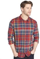 Thumbnail for your product : Jachs red and navy plaid cotton button front shirt