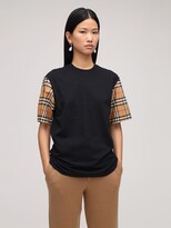 Thumbnail for your product : Burberry Serra cotton t-shirt w/ check sleeves