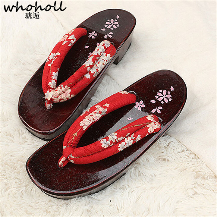 WHOHOLL Geta Cosplay Costume Summer Sandals Women EVA Antiskid Wedge Anime Coser Japanese Clogs Wooden Slipper Women Flip-flops
