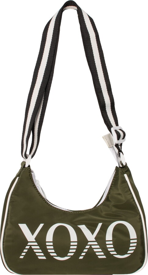 XOXO Women’s Nylon Green Everyday Cross Body Bag with Adjustable Stripe Web Strap